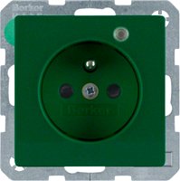 Berker Q.1/Q.3 socket with earth contact pin, green velvet (6765096013)