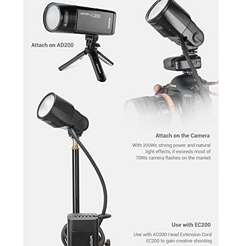GODOX Witstro H200R Round Flash Head for Godox AD200 Flash, 200W Ring Flash Head Strong Power and Natural Light Effects for AD200 / AD200Pro Pocket Flash