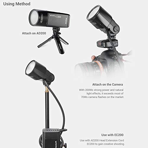 GODOX Witstro H200R Round Flash Head for Godox AD200 Flash, 200W Ring Flash Head Strong Power and Natural Light Effects for AD200 / AD200Pro Pocket Flash