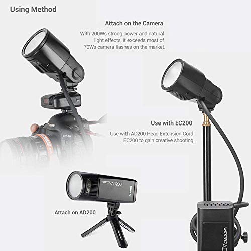 GODOX Witstro H200R Round Flash Head for Godox AD200 Flash, 200W Ring Flash Head Strong Power and Natural Light Effects for AD200 / AD200Pro Pocket Flash