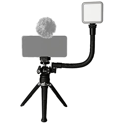 Rollei Comfort Vlogging Set Mini Tripod with Smartphone Holder, Ball Head and Accessory Arm Ideal for Video Shooting with Mobile Phone 22822
