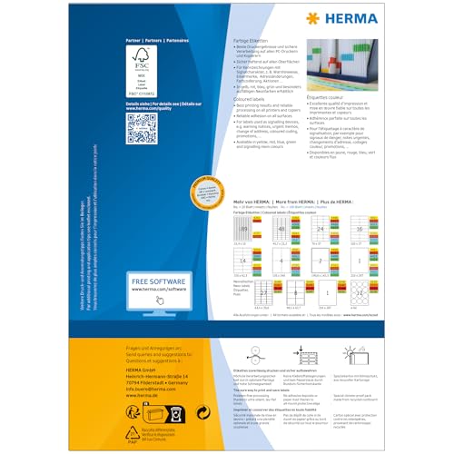 Herma Etiketten, 105x42.3mm, gelb, 100 Blatt (4555)