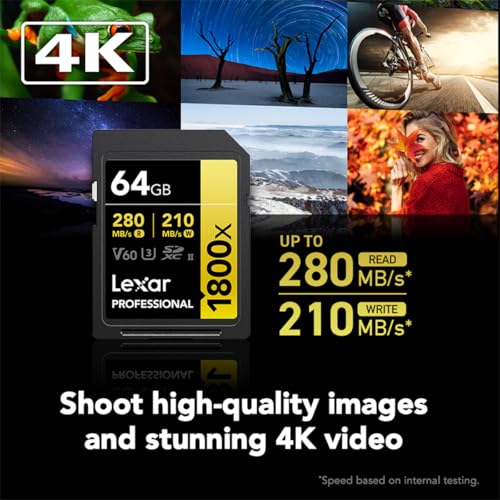 Lexar Professional 1800x Gold Series R280/W210 SDXC 64GB, UHS-II U3, Class 10 (LSD1800064G-BNNNG / LSD1800064G-BNNNU / LSD1800064G-RNNNC)