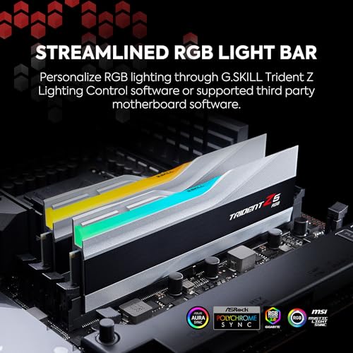 G.Skill Trident Z5 RGB silber DIMM Kit 32GB, DDR5-7200, CL34-45-45-115, on-die ECC (F5-7200J3445G16GX2-TZ5RS)