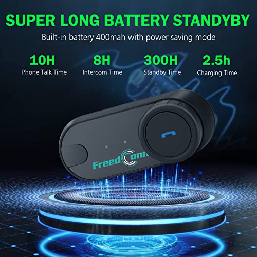 FreedConn Motorcycle Helmet Bluetooth Intercom Kit, TCOM-VB Motorbike Helmet Intercom Interphone Headset, for 2 or 3 Riders, FM Radio/Mobile phone/MP3/GPS Connective/Range 800m(1 Pack)