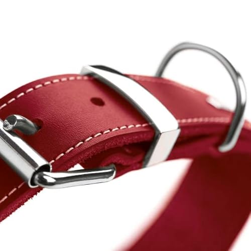 Hunter Aalborg Special dog collar, leather, strapazierfähhig, comfortable, 70 L-XL, red (68371)