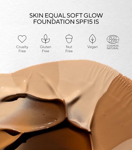 MÁDARA Organic Skincare | Skin Equal Soft Glow Foundation SPF15 GOLDEN SAND 50-30ml, Mineral foundation with hyaluronic acid, Buildable medium coverage, Dewy foundation, Vegan, COSMOS certified