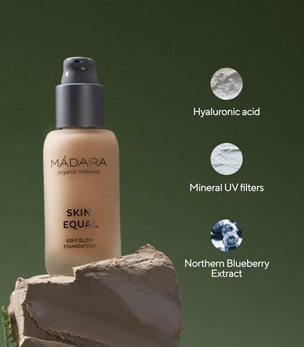 MÁDARA Organic Skincare | Skin Equal Soft Glow Foundation SPF15 GOLDEN SAND 50-30ml, Mineral foundation with hyaluronic acid, Buildable medium coverage, Dewy foundation, Vegan, COSMOS certified