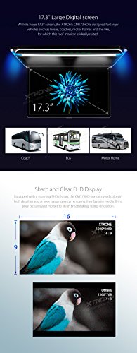 [New] XTRONS 17.3 Inch 16:9 Ultra-thin FHD Digital TFT Screen 1080P Video Car Overhead Player Roof Mounted Monitor Built-in HDMI/SD/USB/Infrared/FM Port