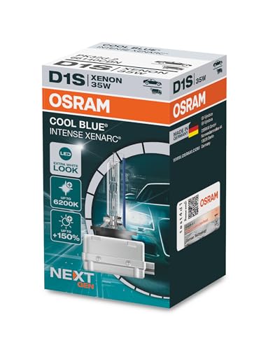 OSRAM XENARC® COOL BLUE® INTENSE D1S, +150% more brightness, up to 6,200K, xenon headlight lamp, LED look, Hanging folding box (2 lamps)