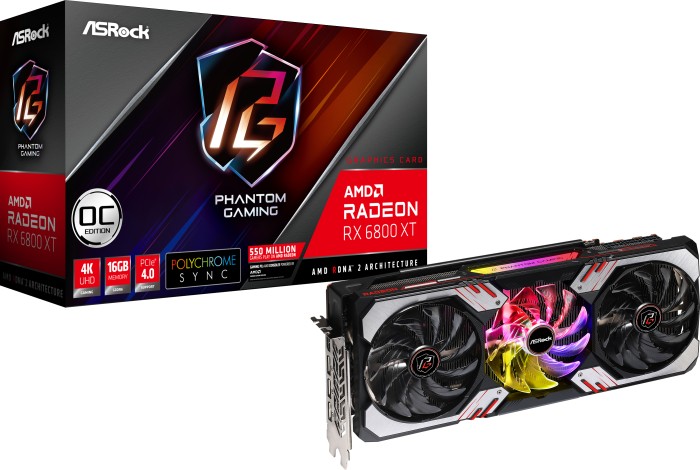 ASRock Radeon RX 6800 XT Phantom Gaming D OC, RX6800XT PGD 16GO, 16GB GDDR6, HDMI, 3x DP (90-GA28ZZ-00UANF)
