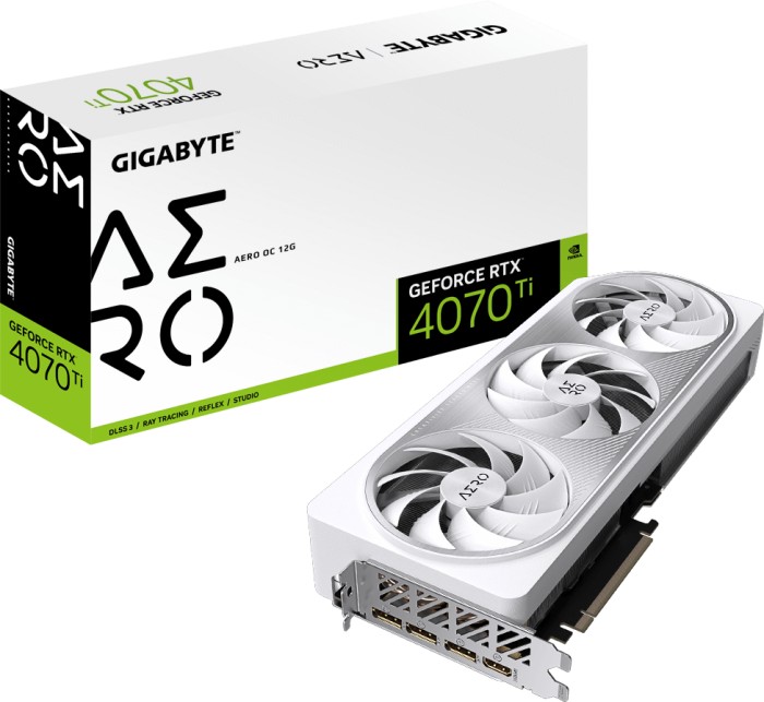 GIGABYTE GeForce RTX 4070 Ti Aero OC 12G, 12GB GDDR6X, HDMI, 3x DP (GV-N407TAERO OC-12GD)
