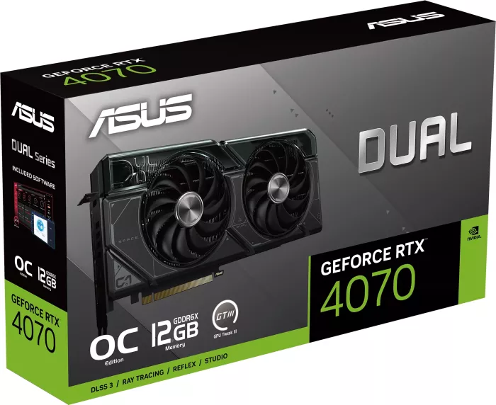 ASUS Dual GeForce RTX 4070 OC, DUAL-RTX4070-O12G, 12GB GDDR6X, HDMI, 3x DP (90YV0IZ2-M0NA00)