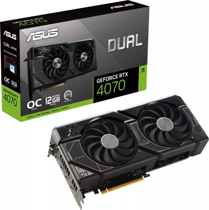 ASUS Dual GeForce RTX 4070 OC, DUAL-RTX4070-O12G, 12GB GDDR6X, HDMI, 3x DP (90YV0IZ2-M0NA00)