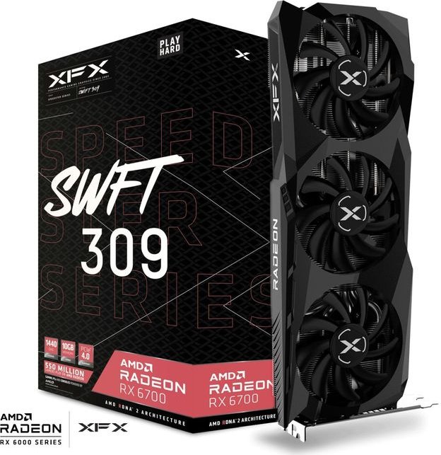 XFX Speedster SWFT 309 Radeon RX 6700 Core Gaming, 10GB GDDR6, HDMI, 3x DP (RX-67XLKWFDV)