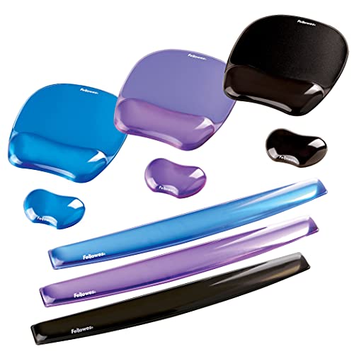 Fellowes Wrist Rest - Crystals Gel Wrist Rest with Non Slip Rubber Base - Ergonomic Mouse Mat Wrist Support, Keyboard Wrist Rest for Computer, Laptop, Home Office Use - Black (Pack of 2)
