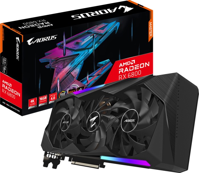 GIGABYTE AORUS Radeon RX 6800 Master 16G, 16GB GDDR6, 2x HDMI, 2x DP (GV-R68AORUS M-16GD)