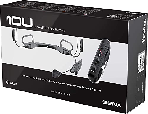 Sena 10U Motorcycle Bluetooth Communication System with Handlebar Remote for Arai Full-face Helmets