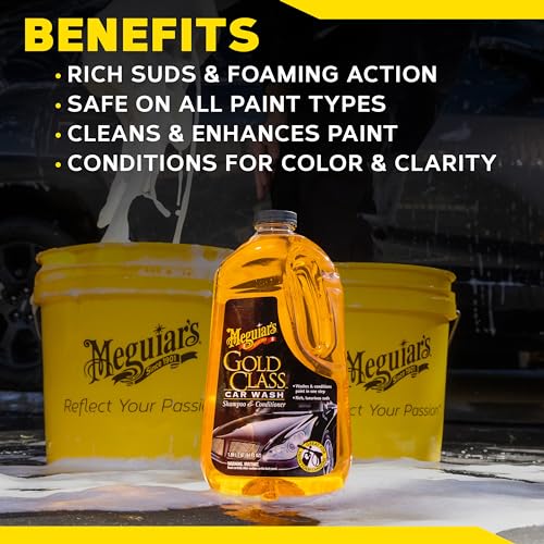 Meguiar's G7164EU Gold Class Car Wash Shampoo & Conditioner 1.89L Biodegradable Formula, 1800 ml