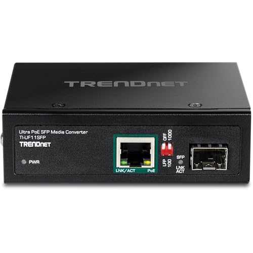 TRENDnet TI-UF11SFP Industrial media Converter, RJ-45, SFP, PoE++