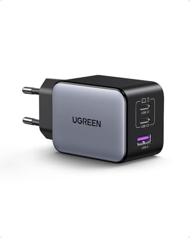 Ugreen Nexode 65W GaN USB-C wall Charger 3-Ports black/grey (10335)