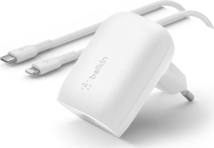 Belkin BoostCharge USB-C-PD 3.0-PPS charger 30W with USB-C/Lightning cable white (WCA005vf1MWH-B5)