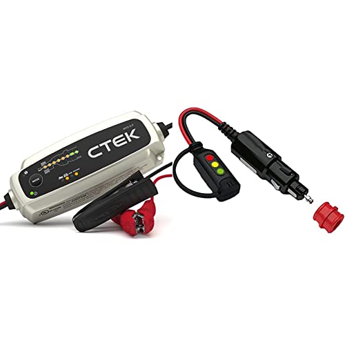 CTEK MXS 5.0 Test and Charge, Intelligent Multi-Function Charger and Tester in One & 56-304 Connect 2.5M Extension: extend the range of your charger
