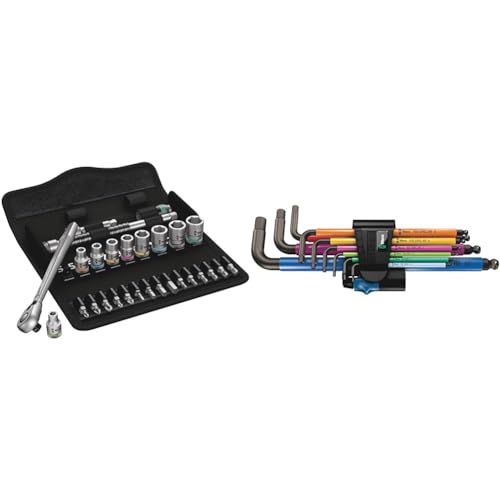 Wera 05004018001 8100 SA 8 Zyklop Metal Ratchet Set with switch lever, 1/4" drive, metric 28 pieces