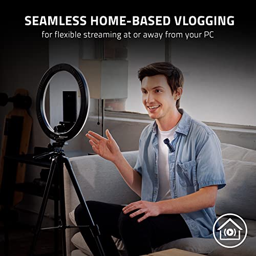 Razer Seiren BT: Bluetooth Microphone for Mobile Streaming (Android, iPhone/iOS) - Clip-On Design - Wireless Lavalier Lapel Omnidirectional Mic - 2 Wind Socks - 3.5MM Port - Great for Vlogging, Black