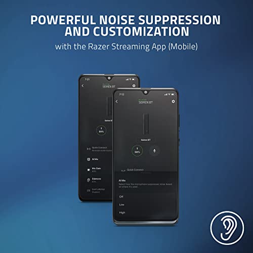 Razer Seiren BT: Bluetooth Microphone for Mobile Streaming (Android, iPhone/iOS) - Clip-On Design - Wireless Lavalier Lapel Omnidirectional Mic - 2 Wind Socks - 3.5MM Port - Great for Vlogging, Black