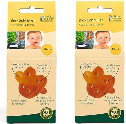 Grünspecht bio-soother off natural rubber, Latex, 18M+, 2-pack