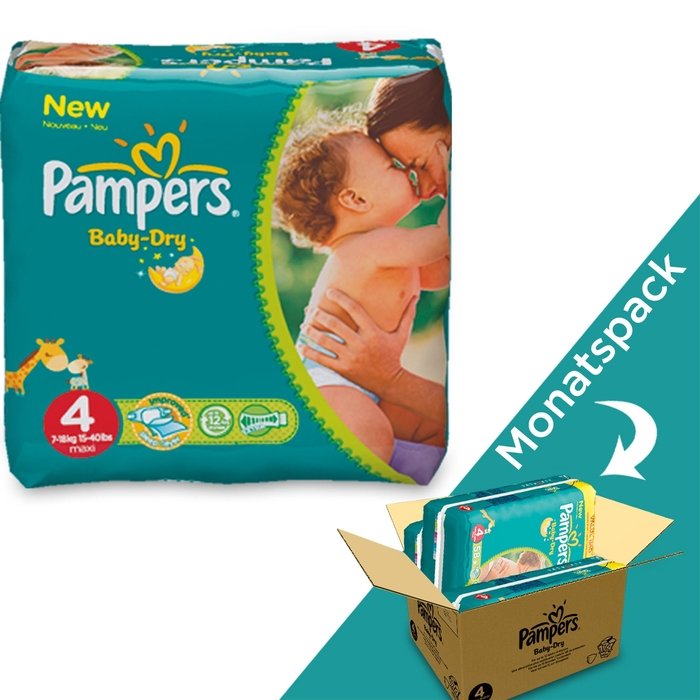 Pampers Baby-Dry Gr.4 disposable nappy, 7-18kg, 174 pieces