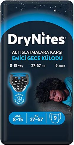 Huggies DryNite Boys 8-15J. Einwegwindel, 24-57kg, 9 Stück (1x 9 Stück)