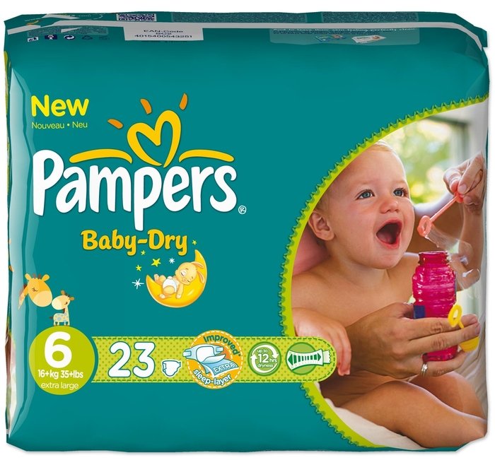 Pampers Baby-Dry Gr.6 Einwegwindel, 16-35kg, 23 Stück