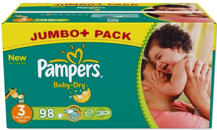 Pampers Baby-Dry Gr.3 Einwegwindel, 4-9kg, 90 Stück