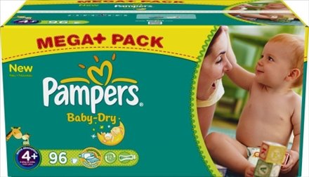 Pampers Baby-Dry Gr.4+ Einwegwindel, 9-20kg, 96 Stück