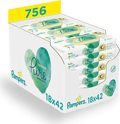 Pampers Coconut Pure Feuchttücher, 756 Stück (18x 42 Stück)