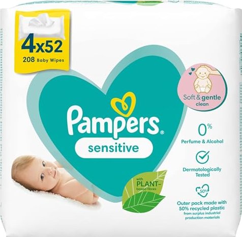 Pampers Sensitive Feuchttücher, 52 Stück