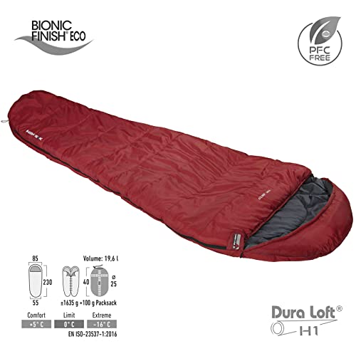 High Peak TR300 mummy sleeping bag dark red/grey (23066)