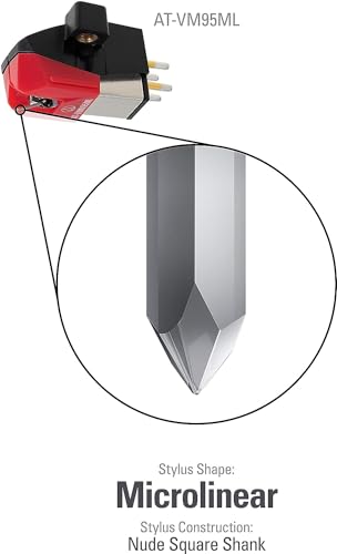 Audio Technica AT-VM95ML/H Headshell/Dual Moving Magnet Cartridge (Black/Red)