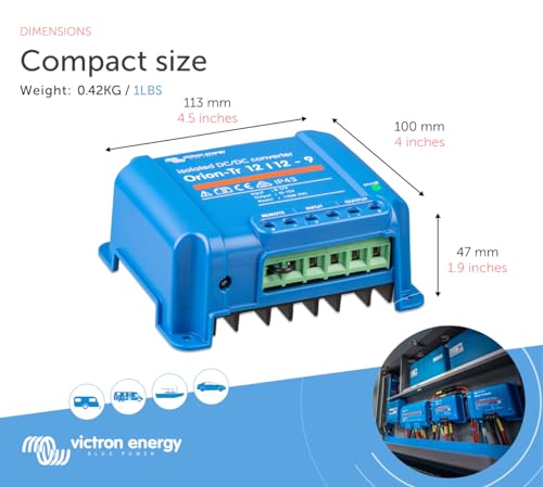 Victron Energy Orion-Tr IP43 12/12-Volt 9 amp 110-Watt DC-DC Converter, Isolated