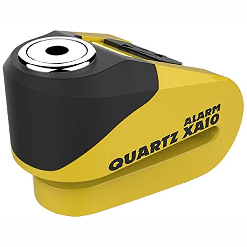 Oxford Motorcycle Disc Lock with Alarm Quartz XA10 Motorbike 10mm pin Motorbike Scooter Brake Disc Lock Anti Theft Bike Security - Yellow/Black