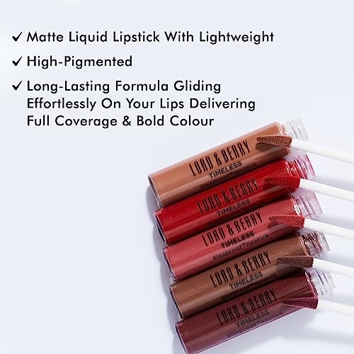Lord & Berry Timeless Kissproof Long Lasting Matte Liquid Lipstick Brave Red 6428, 7ml