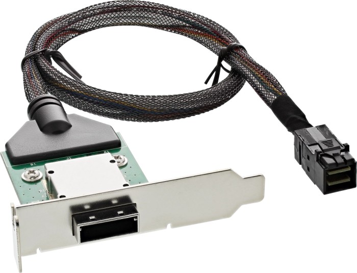 InLine SAS slot bezel with cable, 1x mini SAS internal [SFF-8643] to 1x mini SAS external [SFF-8088] (27656A)
