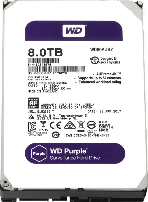 Western Digital WD Purple 8TB, SATA 6Gb/s (WD80PURZ)
