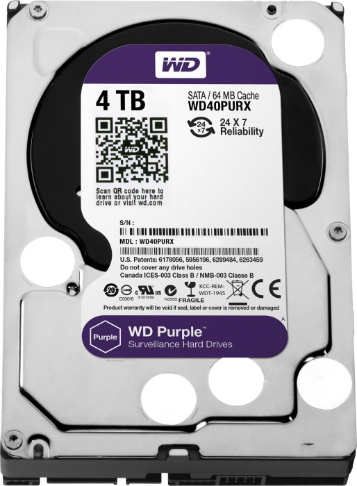 Western Digital WD Purple 4TB, 24/7, 512e / 3.5" / SATA 6Gb/s (WD40PURX)