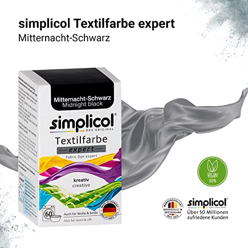 simplicol expert fabric paint for washing machine or manual colouring: Tie Dye, Recolour, and Restore Your Fabrics and Clothes - Midnight Black (pack of 1)