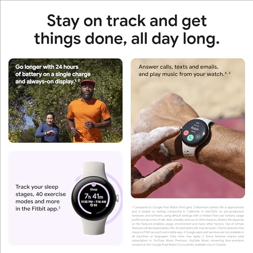 Google pixel Watch 2 (Wi-Fi) Matte Black with sport wristlet Obsidian
