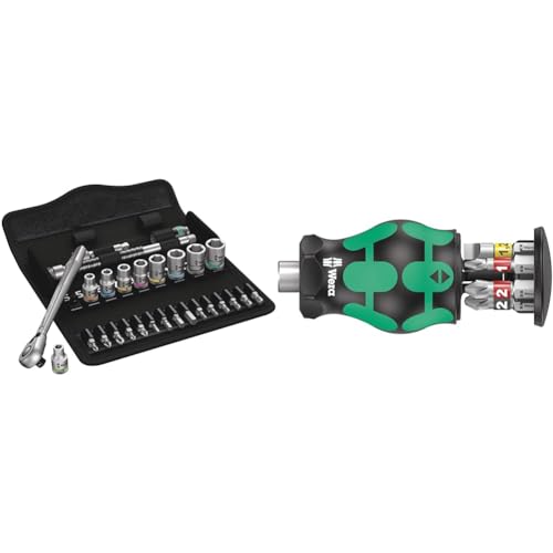 Wera 05004018001 8100 SA 8 Zyklop Metal Ratchet Set with switch lever, 1/4" drive, metric 28 pieces