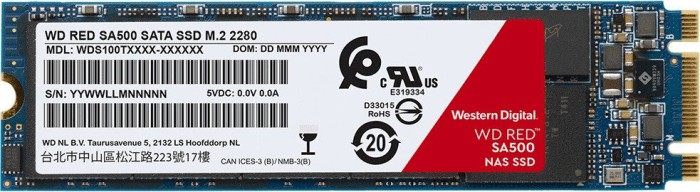 Western Digital WD Red SA500 NAS SATA SSD 1TB, M.2 2280 / B-M-Key / SATA 6Gb/s (WDS100T1R0B)